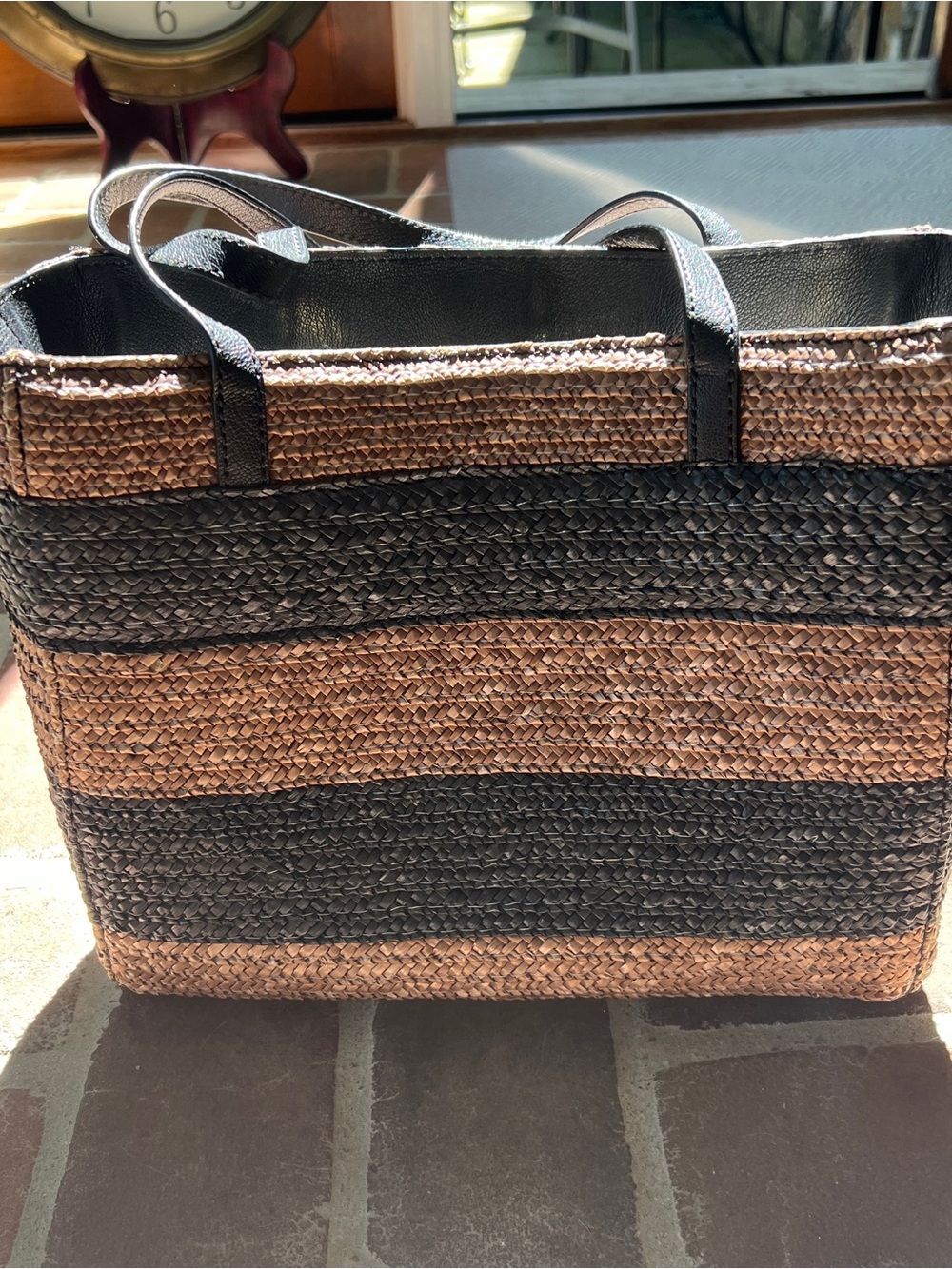 kate spade Black and Tan Striped Woven Tote - Picture 2 of 6